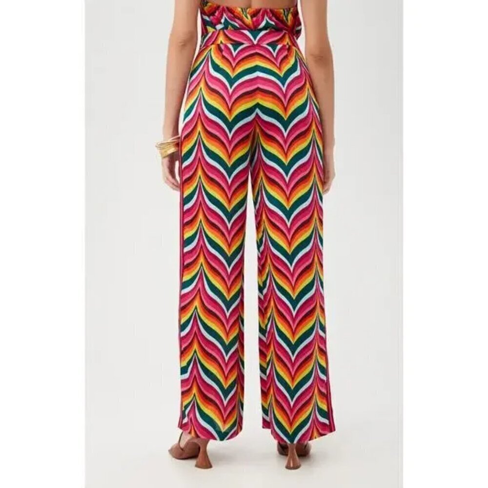 Trina Turk Spring Street Colorful Patterned High Rise Wide Leg Pants 4 - Picture 2 of 9